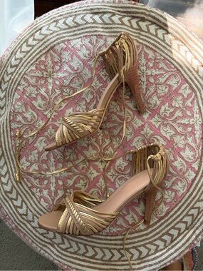 Ulla Johnson Leather Nude and Gold heel